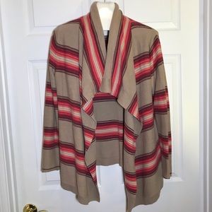 Striped Open Front Cotton Cardigan Sweater